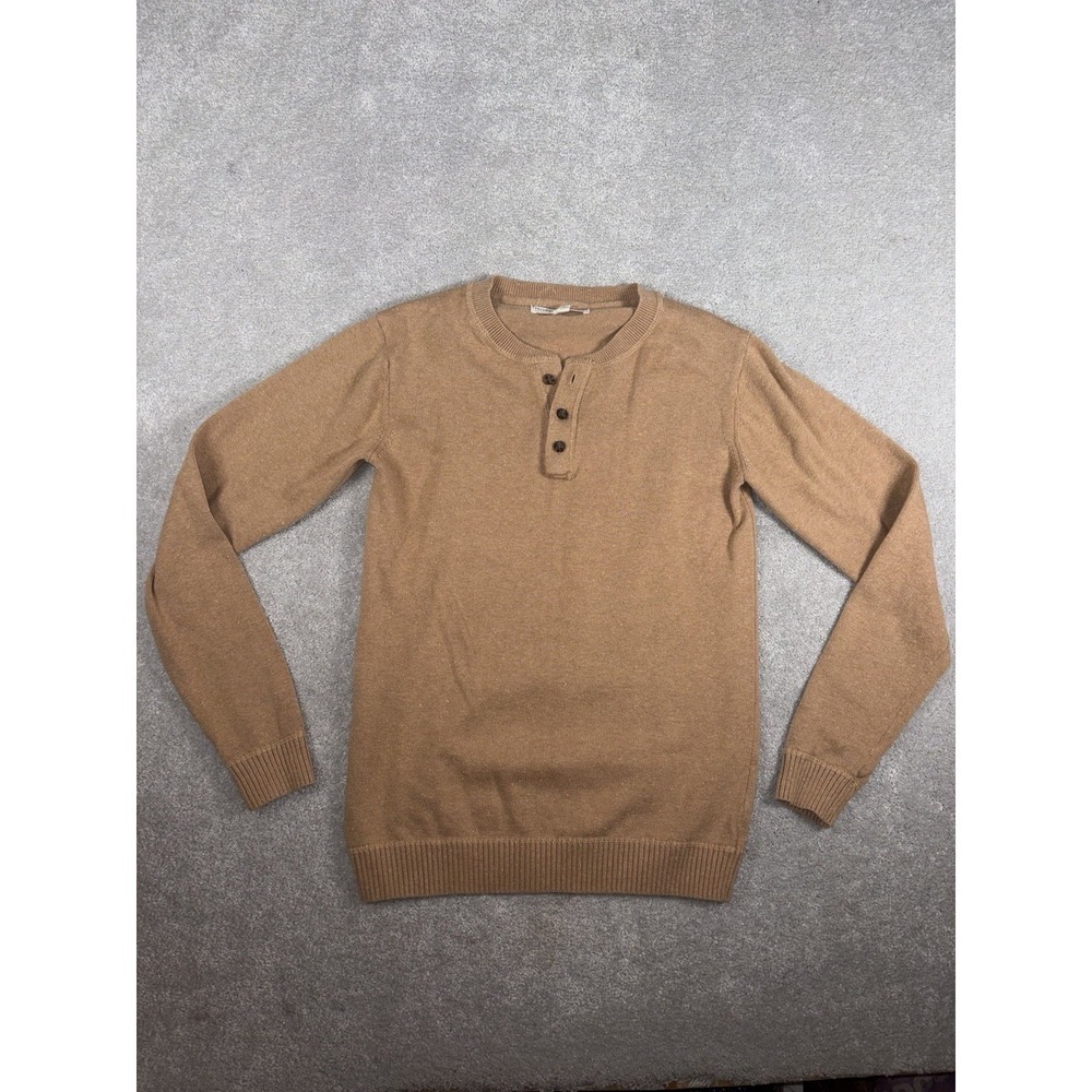 hope & henry boys brown‎ organic cotton henley sweater boys xl